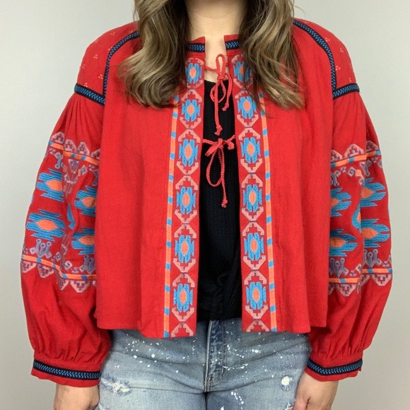 Tribal Tales Embroidery Jacket L&B XL 2X 3X Red - Picture 3 of 8